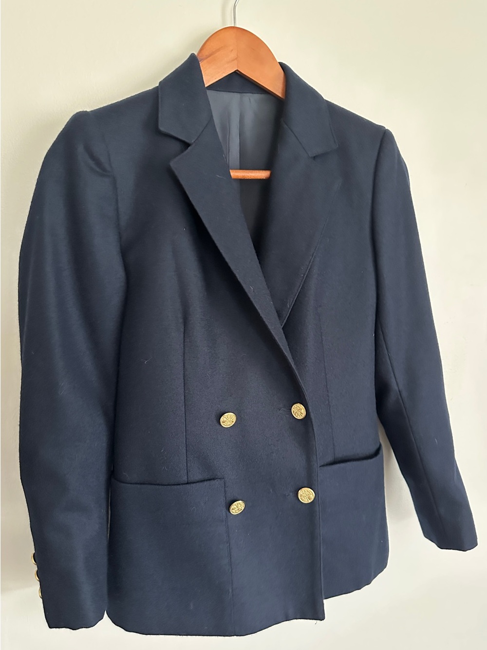 david brooks Navy Double-Breasted Blazer with Gold-Tone Buttons